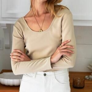 NWT Emerson Fry Ballet Scoop-neck Top In Wheat